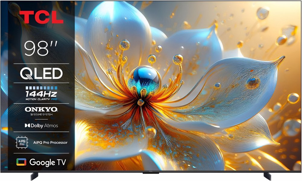 TCL 98T8C | 98” 4K QLED (2025) | 144Hz Motion | Dolby Vision & Dolby Atmos | Google TV & WiFi