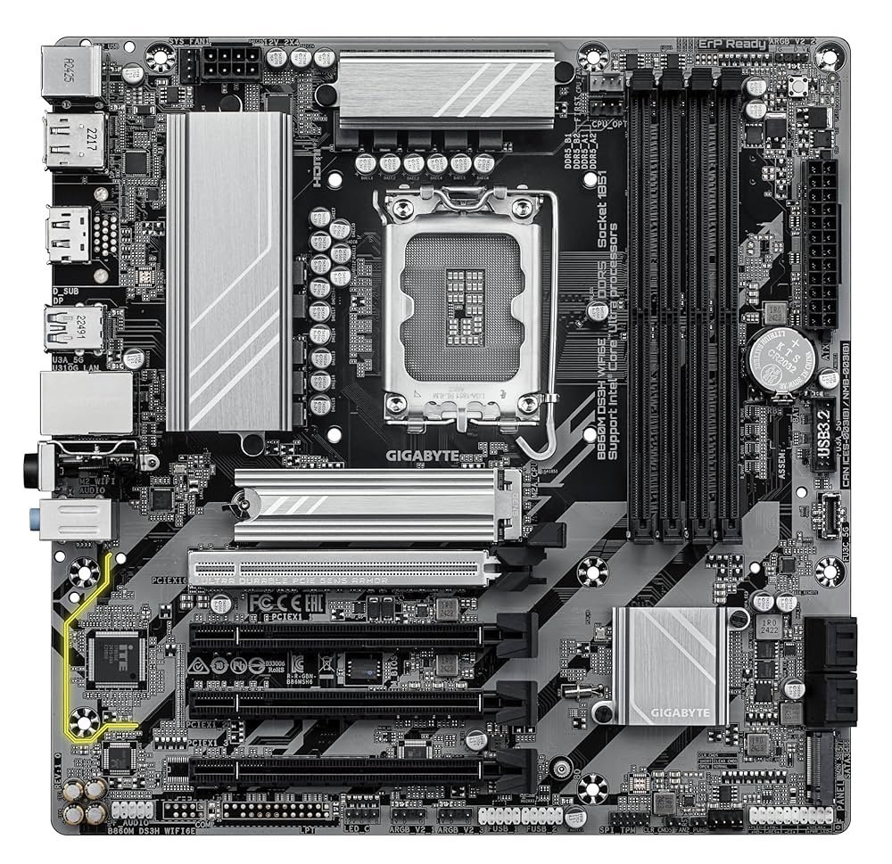Gigabyte B860M DS3H WIFI6E | Socket LGA 1851 (V1) | Intel B860 | 4xDDR5 | Micro ATX | Moederbord - Afbeelding 3