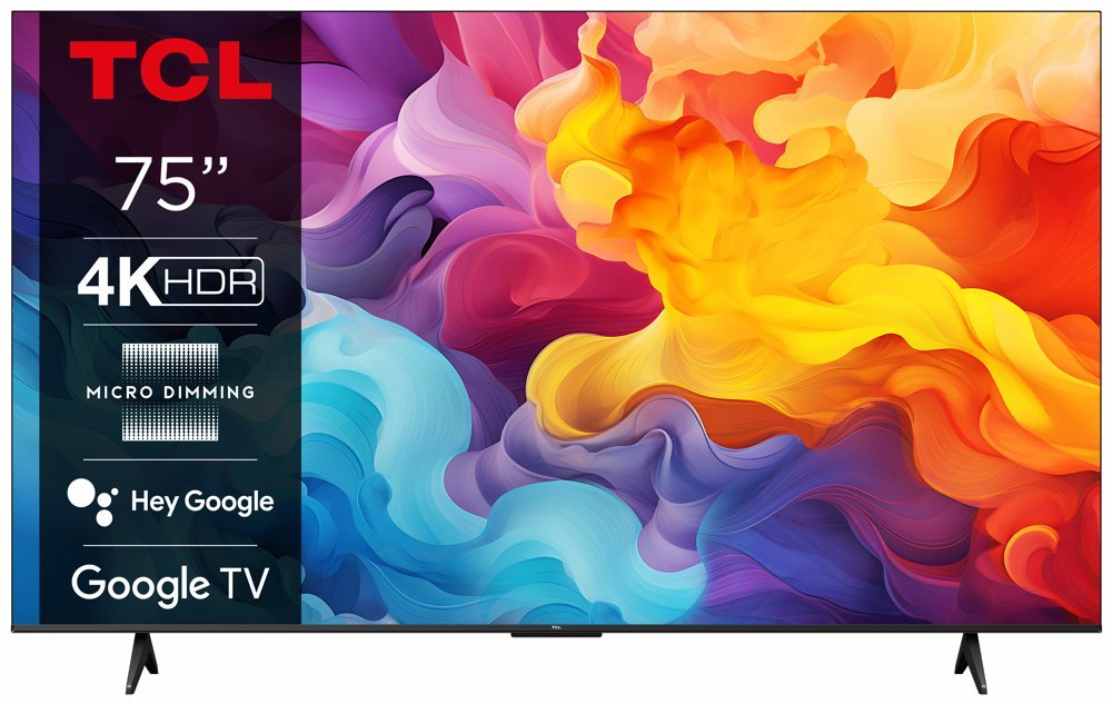 TCL 75P69B 75" | Ultra HD 4K LED Smart TV | Google TV + Wifi | HDR10 voor Realistische Kleuren en Contrasten | Strak Design | 60Hz