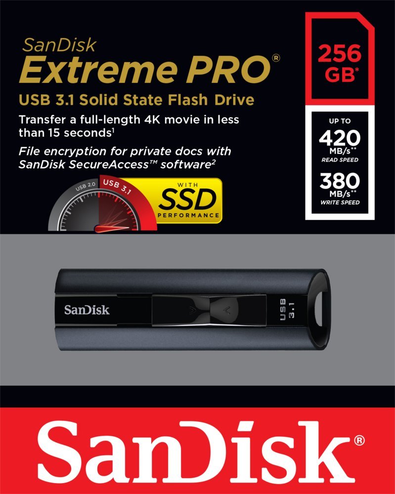 SanDisk Extreme Pro | 256GB USB-A 3.2 Flash Drive | Zwart - Afbeelding 8
