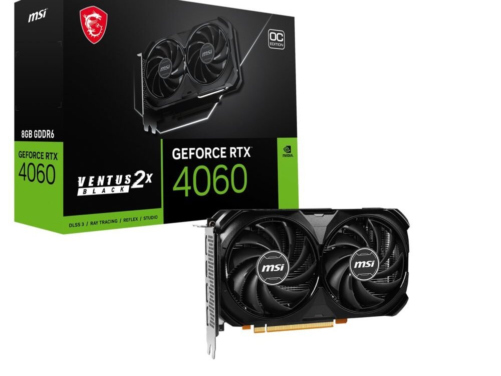 MSI GeForce RTX 4060 Ventus 2X Black OC | 8GB GDDR6 VRAM | Videokaart | GPU | Nvidia