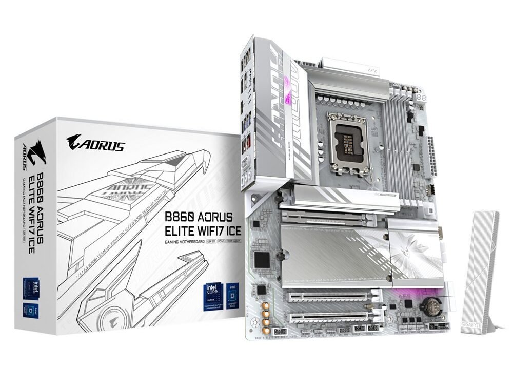 Gigabyte B860 AORUS ELITE WIFI7 ICE | Socket LGA 1851 (V1) | Intel B860 | 4xDDR5 | ATX | Moederbord