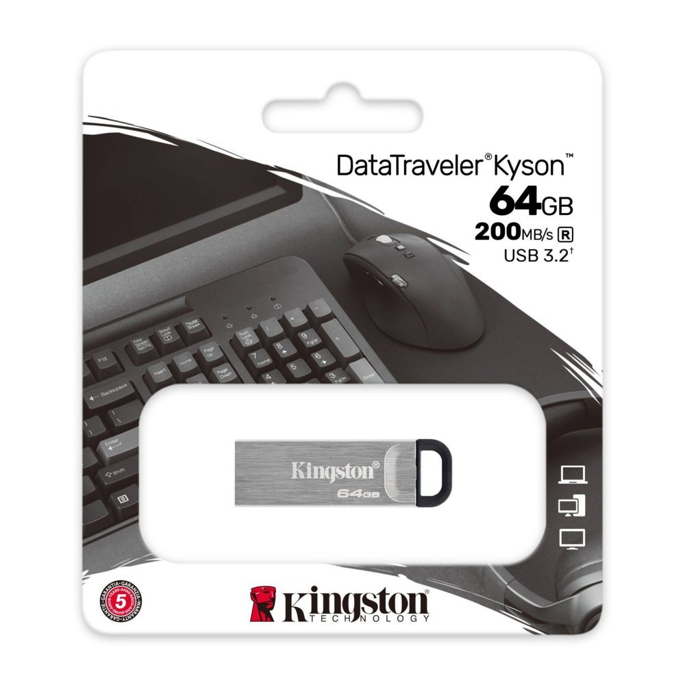 Kingston Kyson | 64GB USB-A 3.2 Flash Drive | Zilver - Afbeelding 5