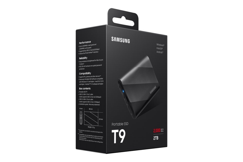 Samsung T9 | Externe SSD | 2TB | USB 3.2 Gen 2x2 | 2.000MB/s | Zwart | Compact & Snel - Afbeelding 11