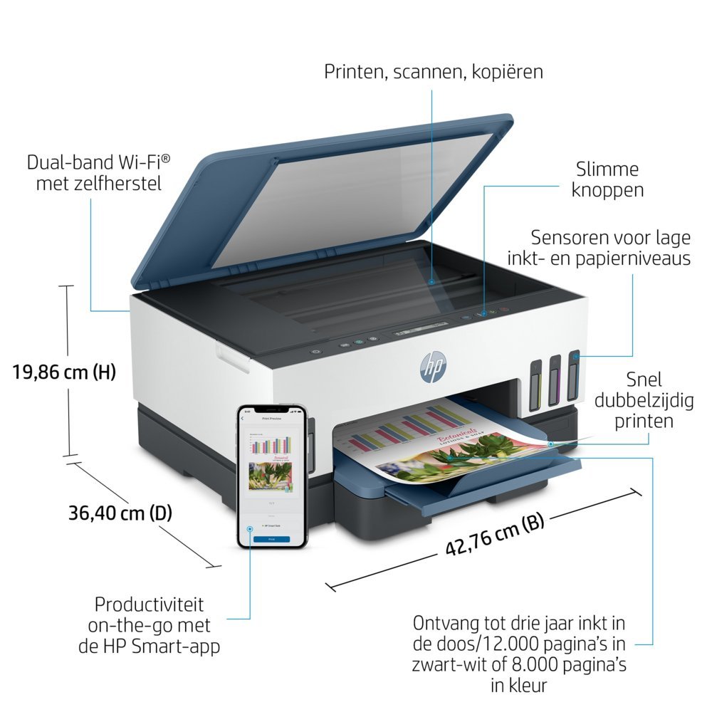 HP Smart Tank 7006 | All-in-One Inkjetprinter | 4800 x 1200 DPI | Wi-Fi | Kleur - Afbeelding 23