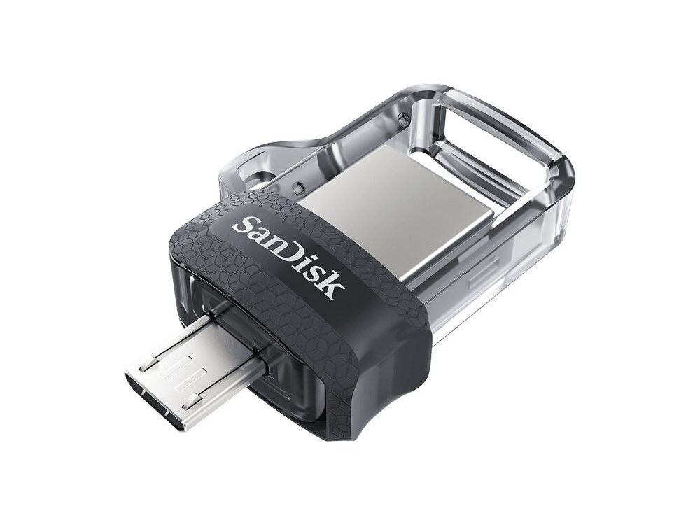 SanDisk Ultra Dual m3.0 | 32GB USB Flash Drive | USB Type-A / Micro-USB 3.2 Gen 1 (3.1 Gen 1) | Zwart, Zilver, Transparant
