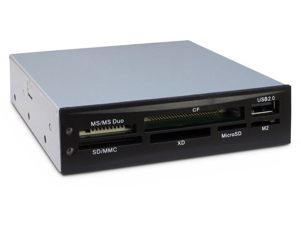 Inter-Tech CI-02 | Interne geheugenkaartlezer | USB 2.0 | 3.5" bay | Ondersteunt CF, SD, microSD, MS, xD | Zwart