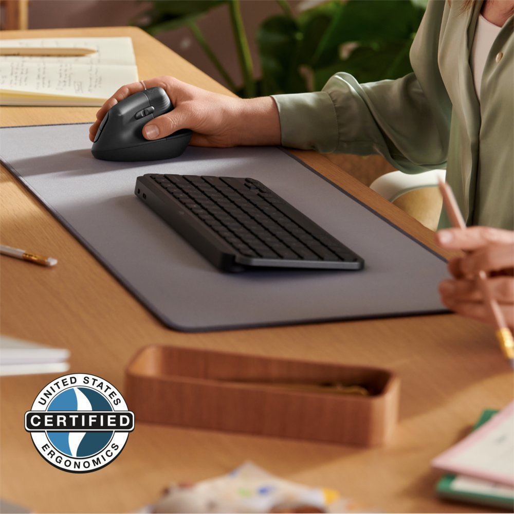 Logitech Lift for Business | Ergonomische Draadloze Muis | Rechtshandig | RF + Bluetooth | 4000 DPI | Grafiet - Afbeelding 6