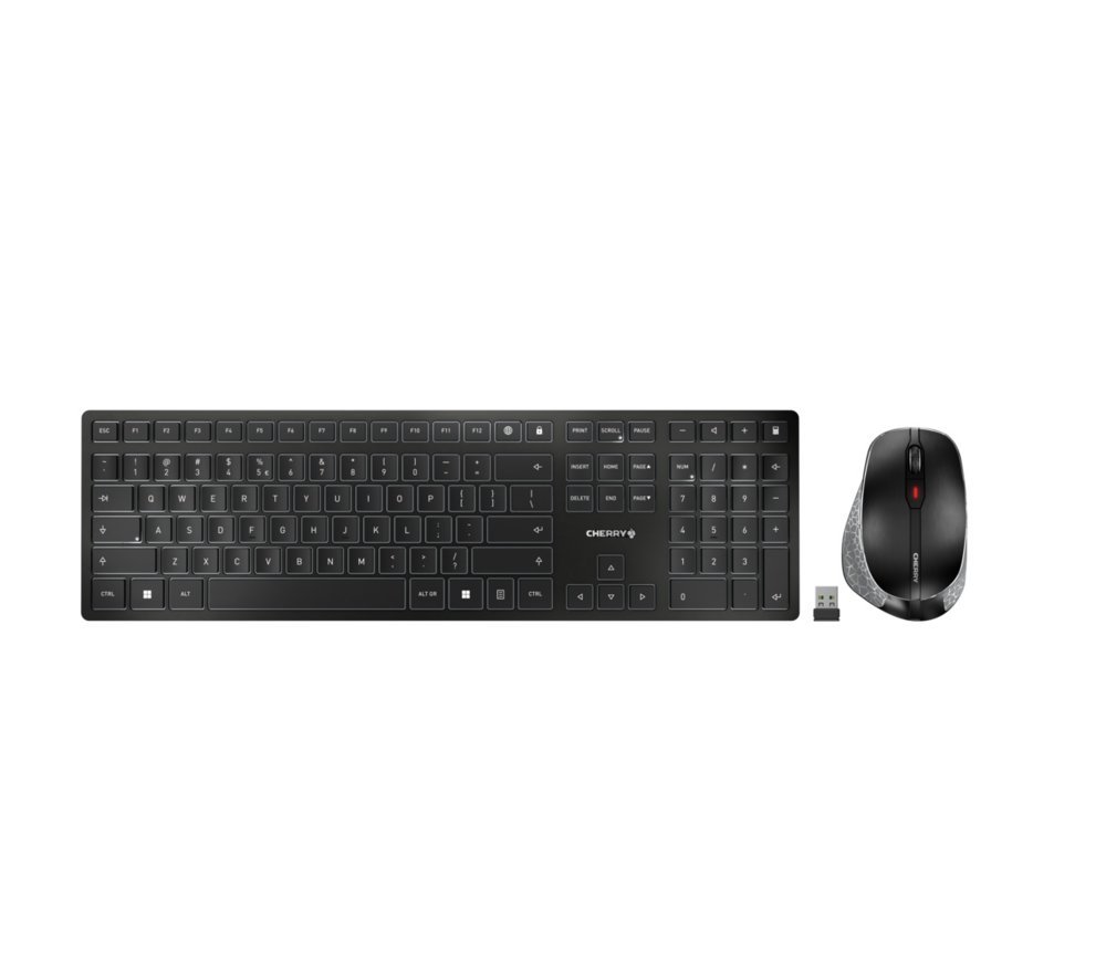 CHERRY DW 9500 Slim | Toetsenbord en Muis | RF Draadloos + Bluetooth | QWERTY (Engels) | Zwart en Grijs