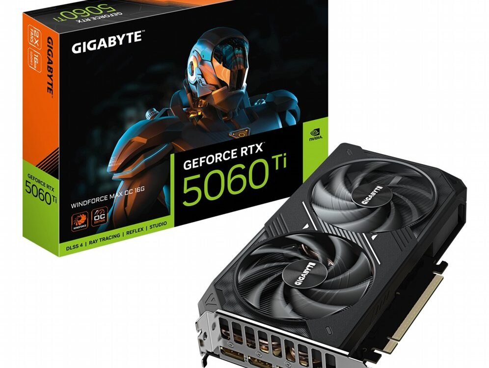 Gigabyte GeForce RTX 5060 Ti WINDFORCE MAX OC | 16GB GDDR7 VRAM | Videokaart | GPU | Nvidia