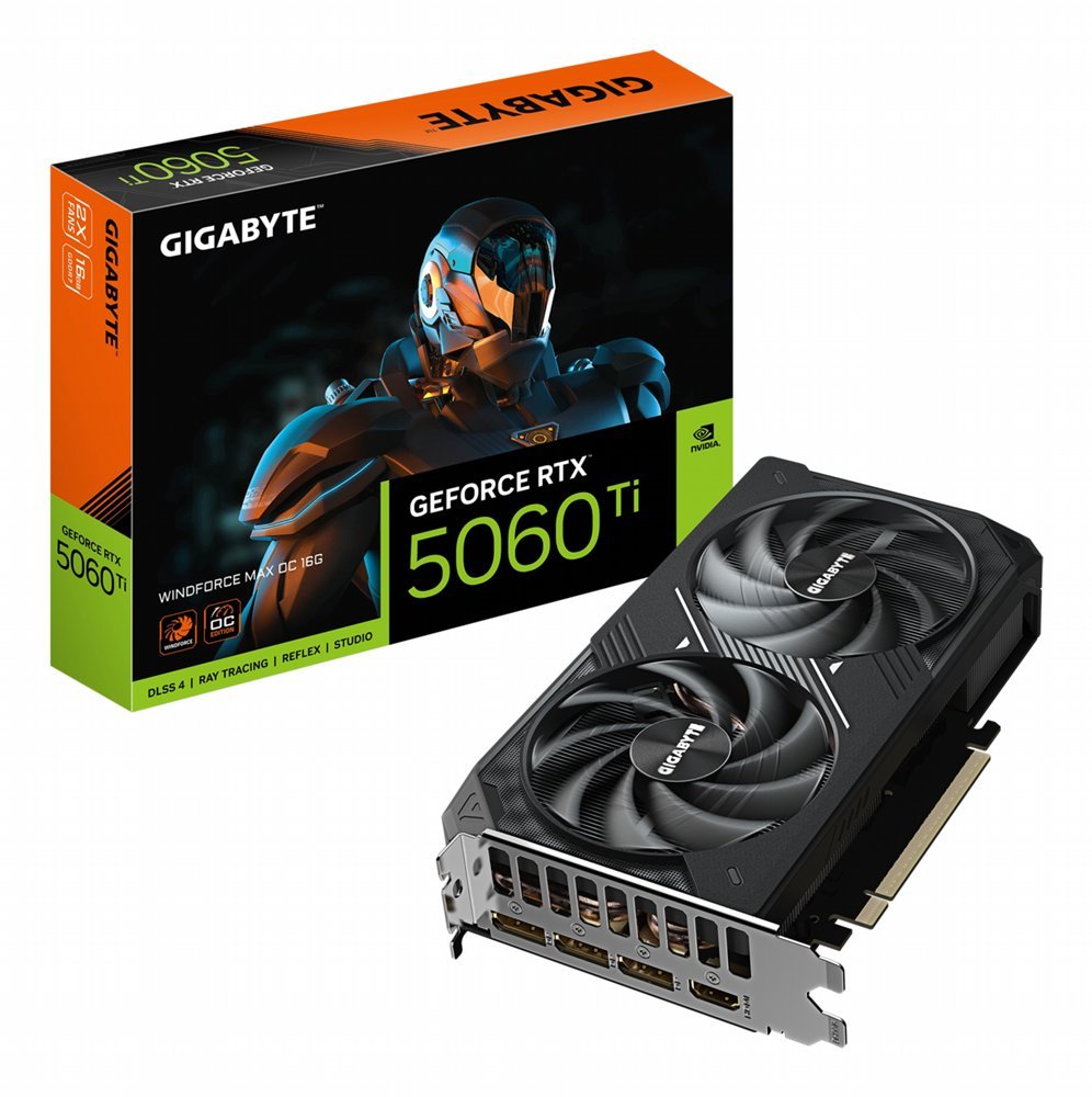 Gigabyte GeForce RTX 5060 Ti WINDFORCE MAX OC | 16GB GDDR7 VRAM | Videokaart | GPU | Nvidia