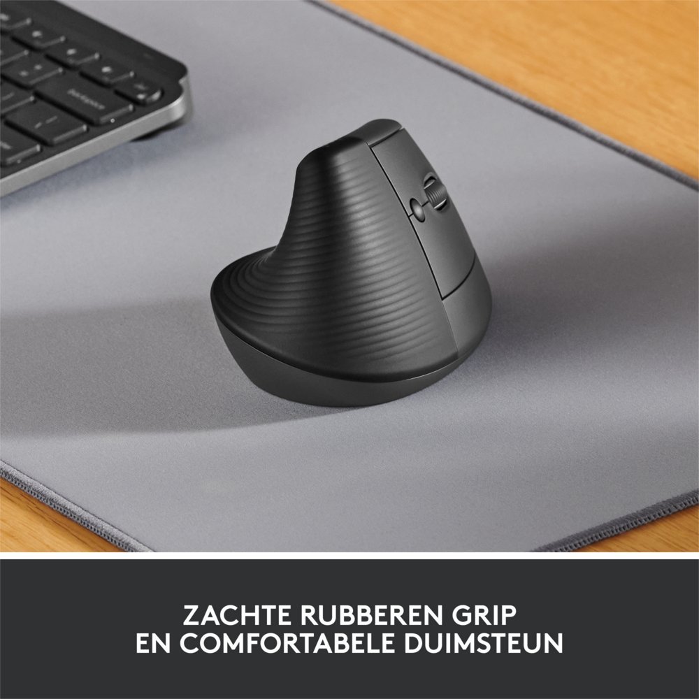 Logitech Lift | Ergonomische Draadloze Muis | Rechtshandig | RF + Bluetooth | 4000 DPI | Grafiet - Afbeelding 7