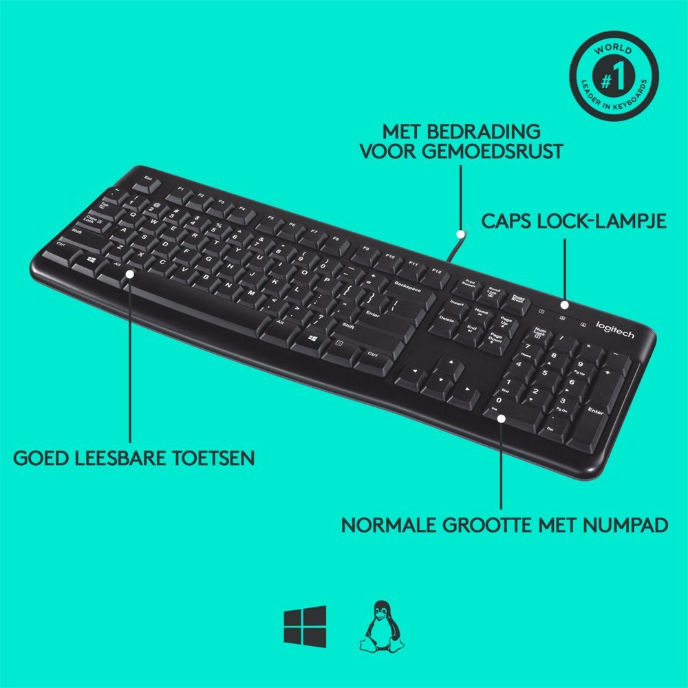 Logitech K120 | Zakelijk Bedraad Toetsenbord | QWERTY - Afbeelding 11