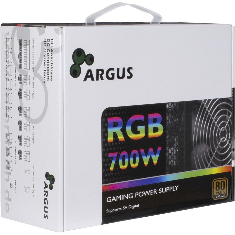Inter-Tech Argus RGB-700W II | 700 Watt Bronze ATX PSU | Power Supply | Voeding - Afbeelding 4