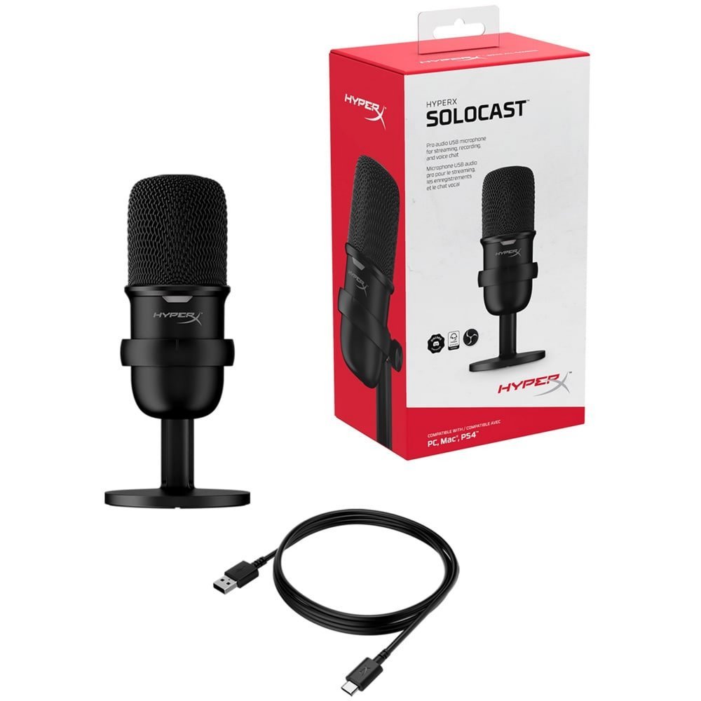 HyperX SoloCast | USB Condensator Gaming Microfoon | 24-bit/96kHz | Tap-to-Mute | Cardioïde | Zwart - Afbeelding 3