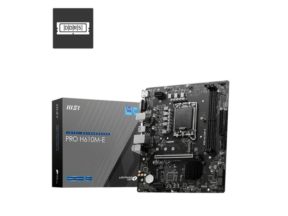 MSI PRO H610M-E | Socket LGA 1700 | Intel H610 | 4xDDR5 | Micro-ATX | Moederbord