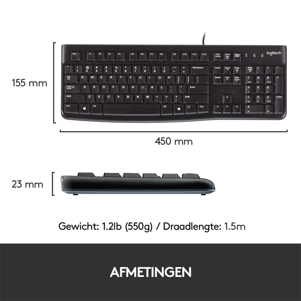 Logitech K120 | Zakelijk Bedraad Toetsenbord | QWERTY - Afbeelding 13