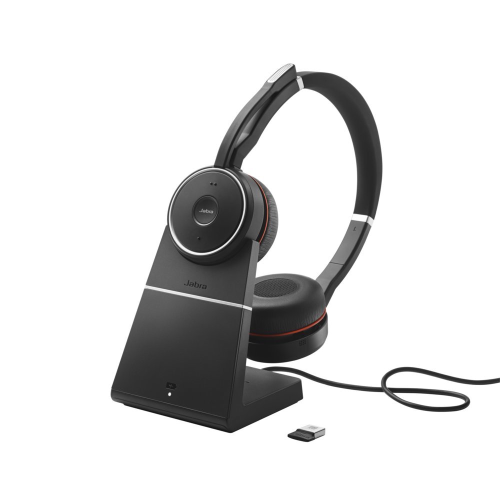Jabra Evolve 75 | Draadloze On-ear Headset met ANC | USB Receiver | Oplaadstation | Zwart
