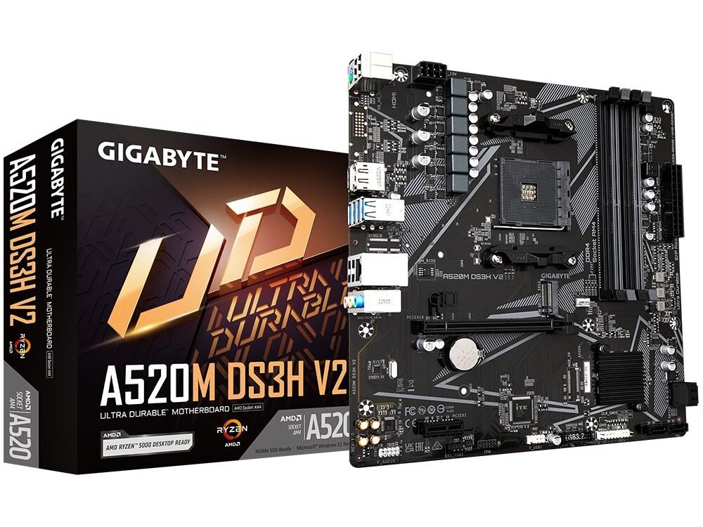Gigabyte A520M DS3H V2 | Socket AM4 | AMD A520 | 4xDDR4 | Micro ATX | Moederbord