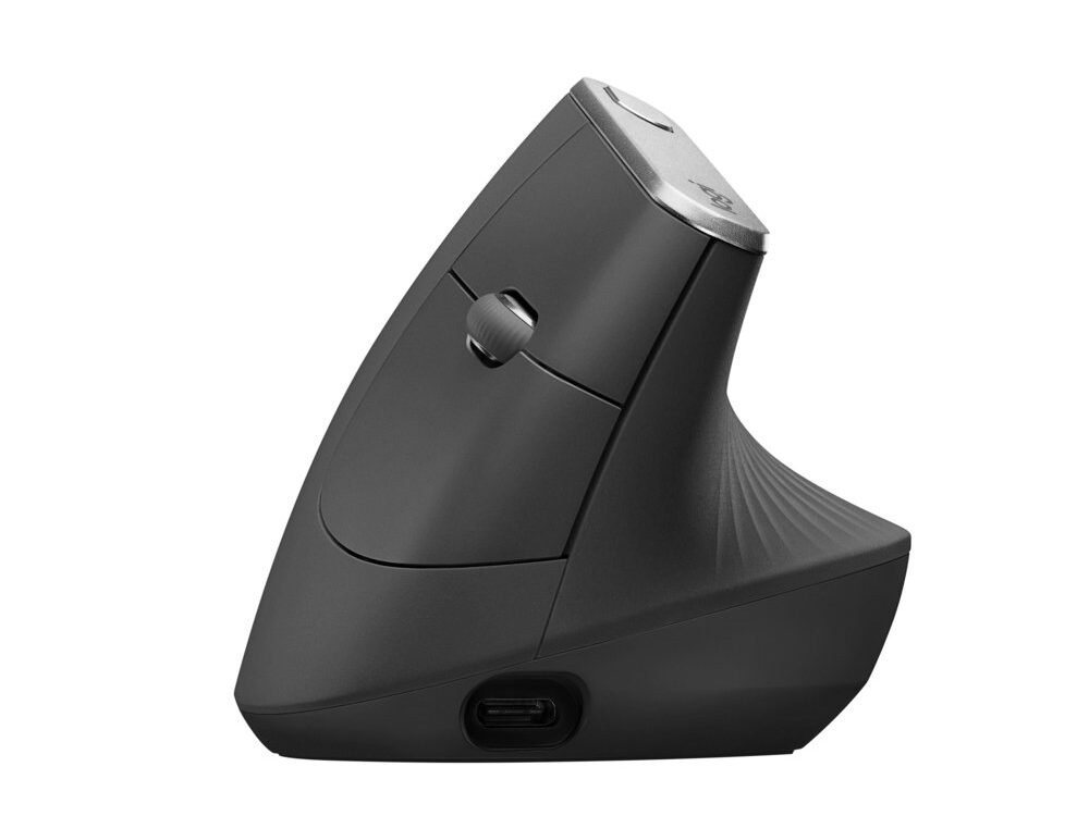 Logitech MX Vertical | Draadloze Ergonomische Muis | Rechtshandig | RF + Bluetooth + USB-C | 4000 DPI suggestie | Grafiet