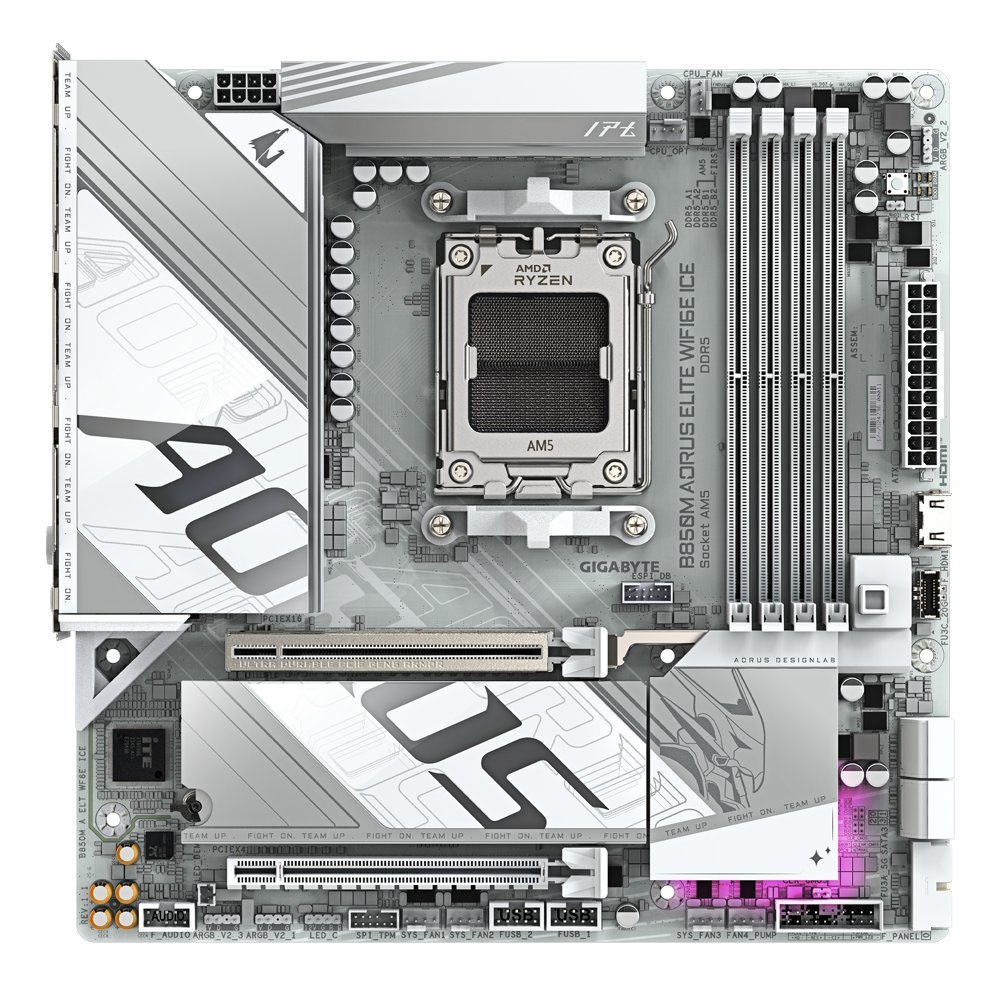 Gigabyte B850M AORUS ELITE WIFI6E ICE | Socket AM5 | AMD B850 | 4xDDR5 | Micro ATX | Moederbord - Afbeelding 3