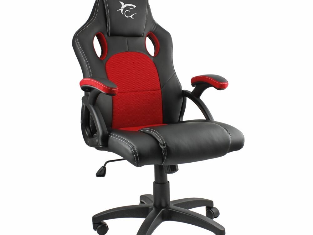 White Shark KING'S THRONE | Universele Gamestoel | Gestoffeerde Gevoerde Zitting | Zwart/Rood