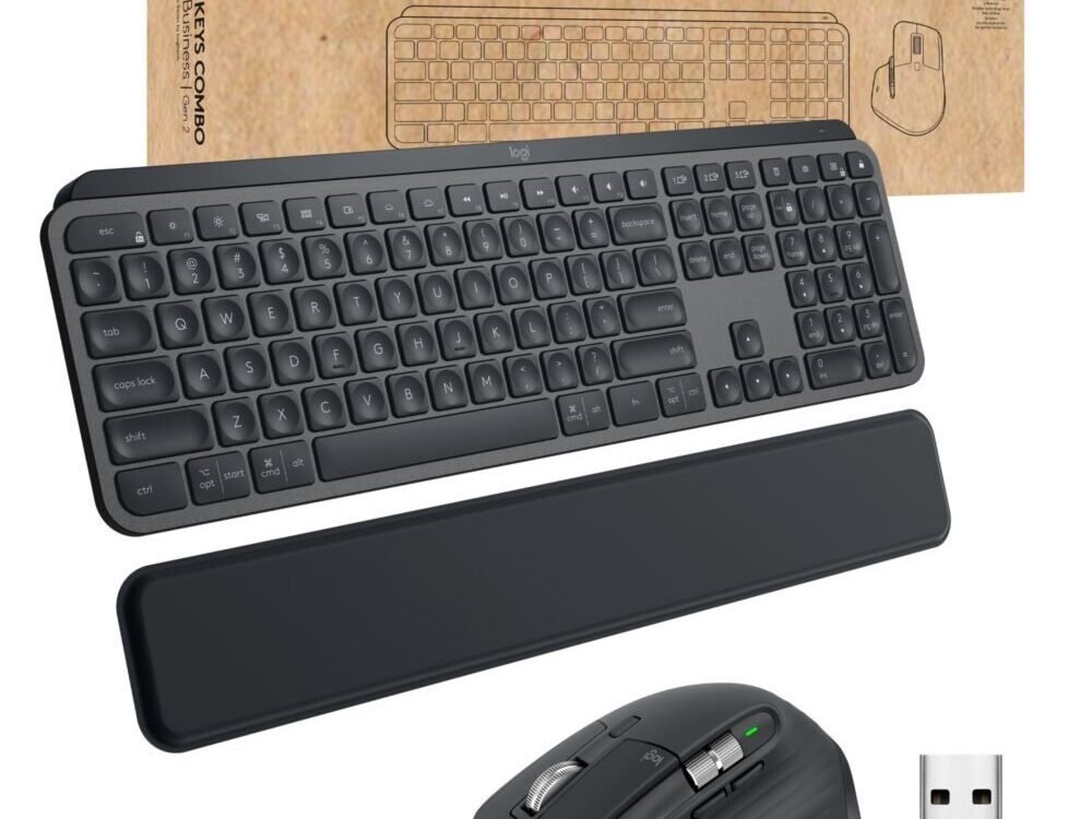 Logitech MX Keys Combo for Business Gen 2 | Draadloze Toetsenbord- en Muis-combo | RF / Bluetooth | QWERTY US International | Grafiet