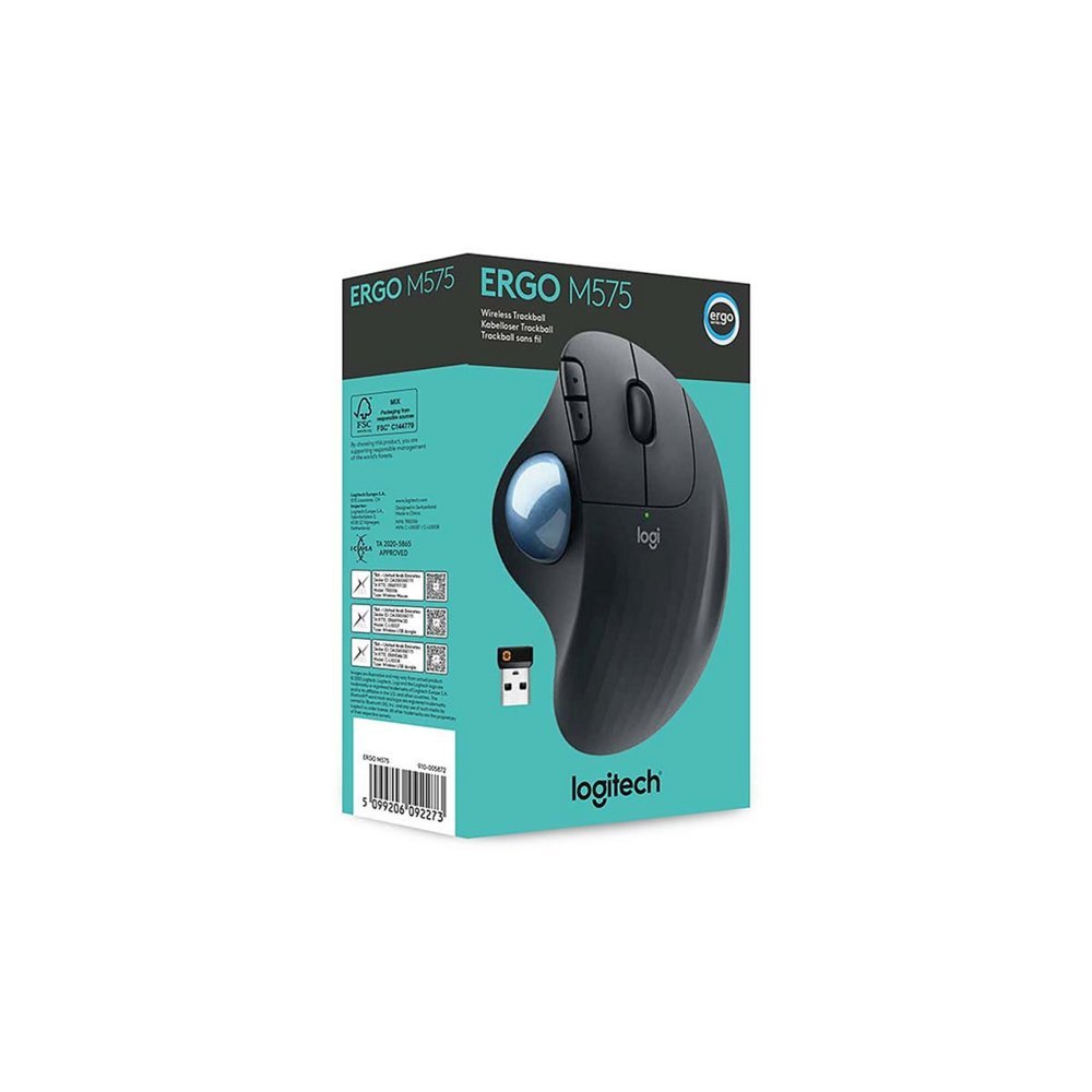 Logitech M575 Ergo Trackball for Business | Ergonomische Draadloze Muis | Rechtshandig | RF + Bluetooth | 2000 DPI | Grafiet - Afbeelding 3