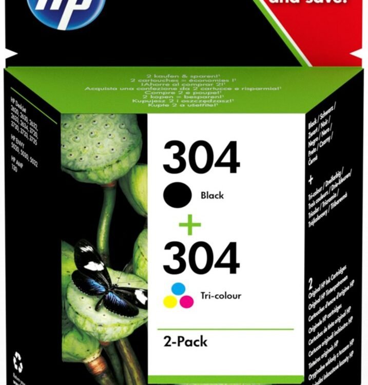HP 304 | Originele Zwarte/Drie-Kleuren Inktcartridges | 2-Pack