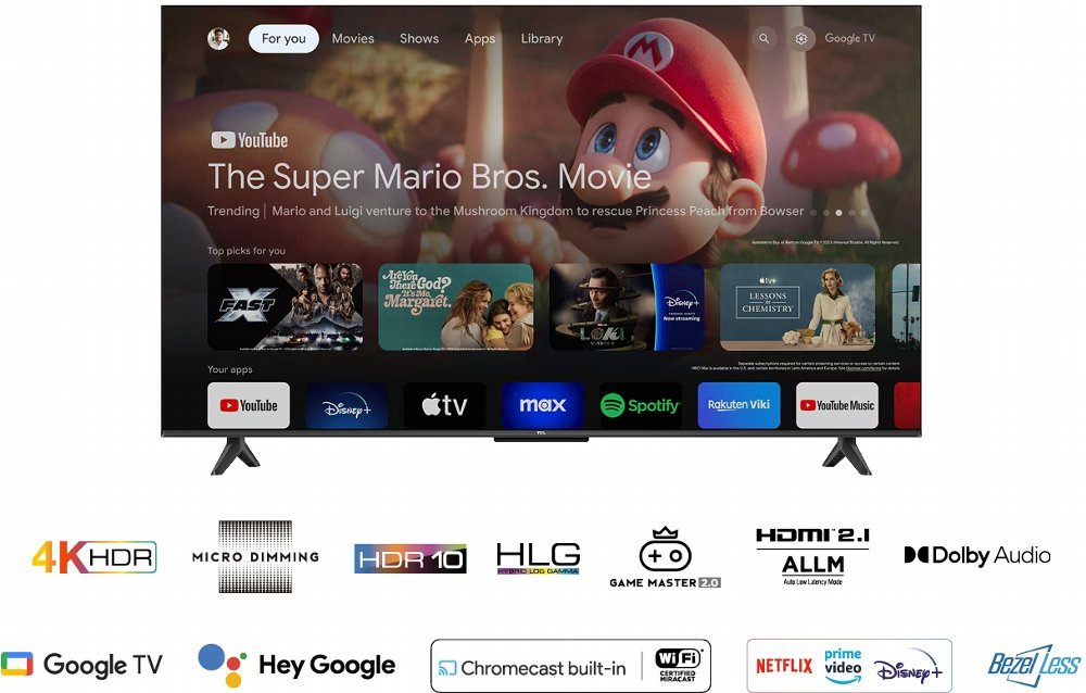 TCL 50P655 | 50" 4K Ultra HD LED Smart TV | Google TV | HDR10 | 60Hz - Afbeelding 4