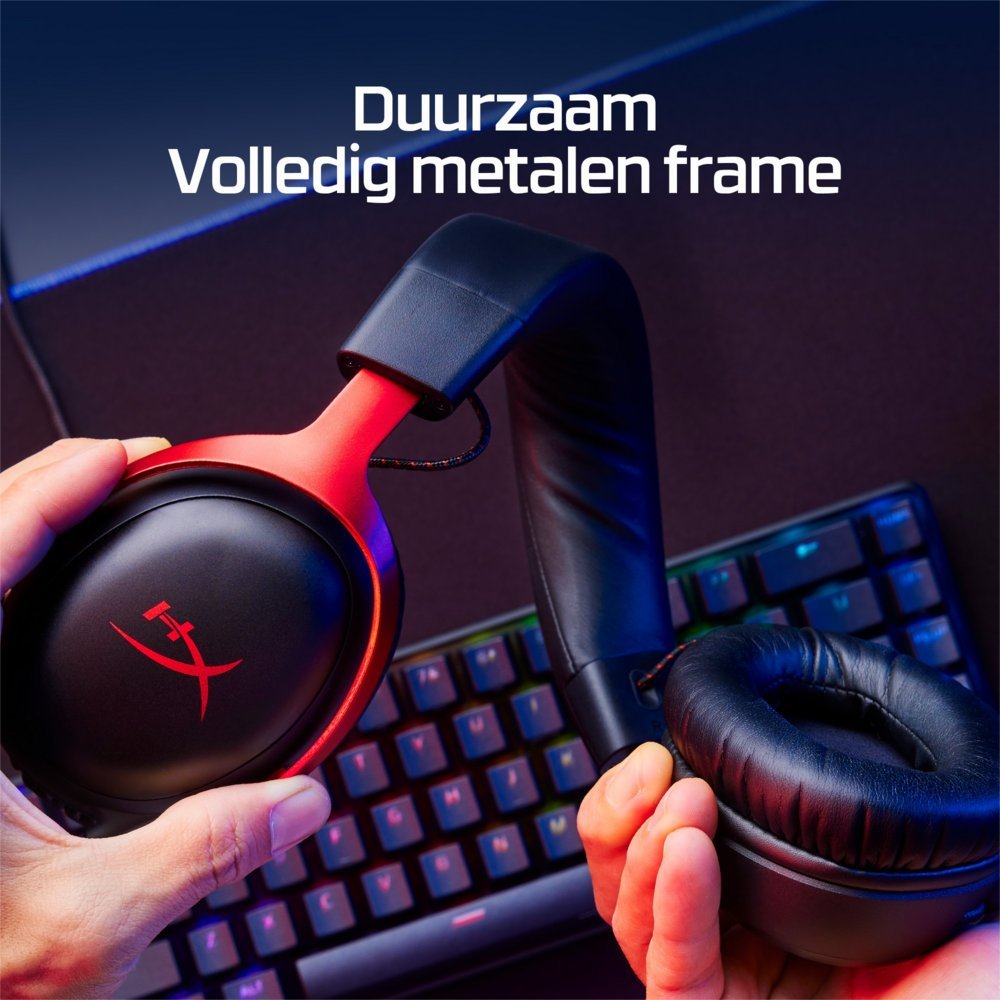 HyperX Cloud III | Bedrade Over-ear Gaming Headset | 3.5mm + USB-A + USB-C | Zwart/Rood - Afbeelding 5