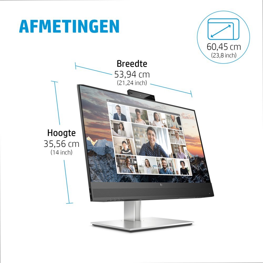 HP E24m G4 23,8" | 1920x1080 FHD IPS | 5ms | 99% sRGB | USB-C met 65W Power Delivery | 5MP Pop-up Webcam | Stereo Speakers | Microfoon | Monitor - Afbeelding 12