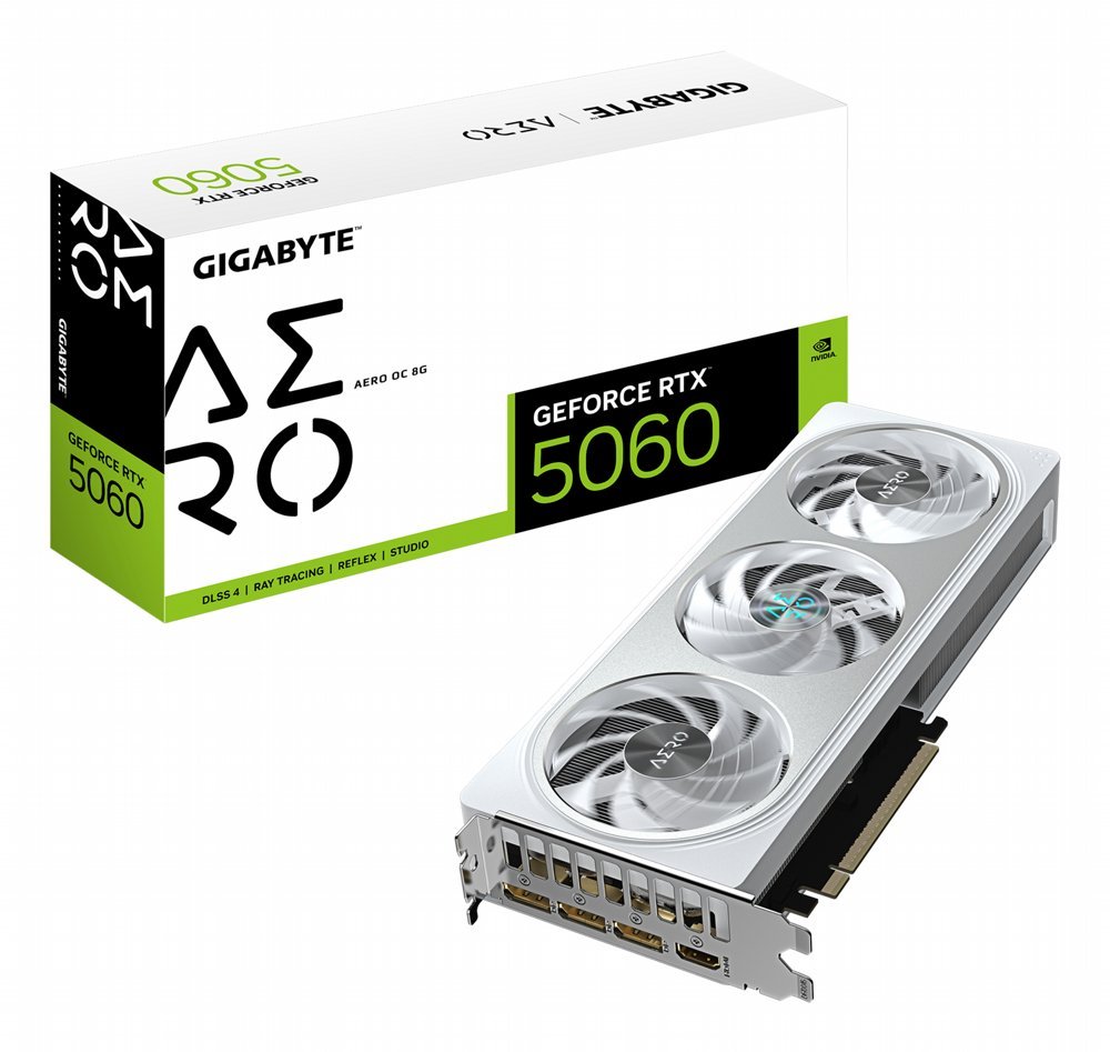 GIGABYTE GeForce RTX 5060 AERO OC | 8GB GDDR7 | DLSS 4 | Videokaart | Nvidia GPU