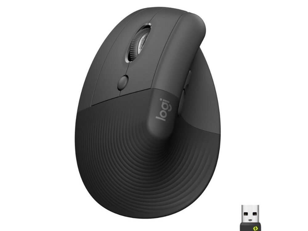 Logitech Lift | Ergonomische Draadloze Muis | Linkshandig | RF + Bluetooth | 4000 DPI | Grafiet