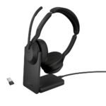 Jabra Evolve2 55 MS Stereo | Bluetooth & USB-A Headset | Met Oplaadhouder | Zwart | Voor Kantoor & Callcenter