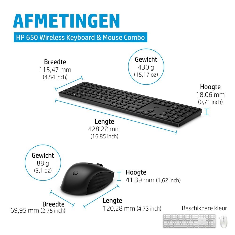 HP 650 | Draadloze Muis en Toetsenbordcombo | QWERTY - Afbeelding 11