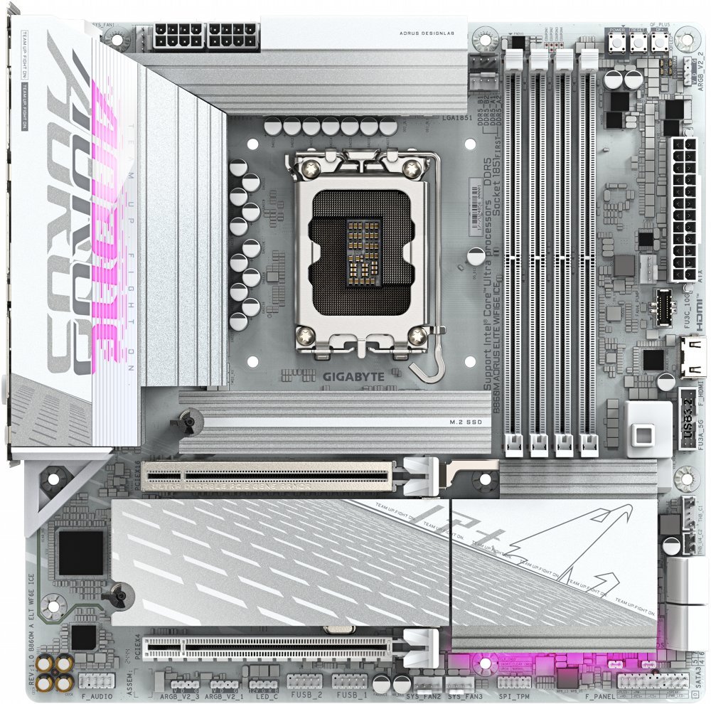 Gigabyte B860M AORUS ELITE WF6E ICE | Socket LGA 1851 (V1) | Intel B860 | 4xDDR5 | Micro ATX | Moederbord - Afbeelding 4