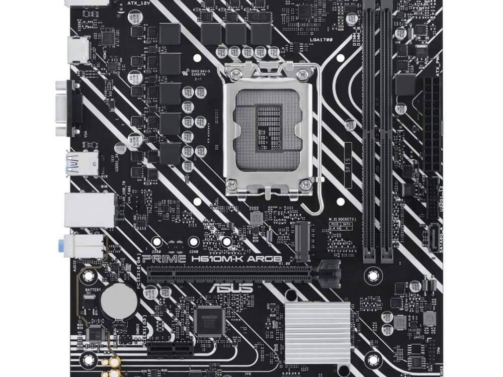 ASUS PRIME H610M-K ARGB | Socket LGA 1700 | Intel B760 | 2xDDR5 | Micro-ATX | Moederbord