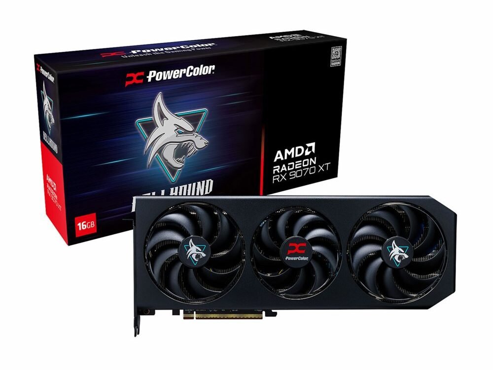 Powercolor Hellhound AMD Radeon RX 9070 XT | 16GB GDDR6 VRAM | Videokaart | GPU | AMD