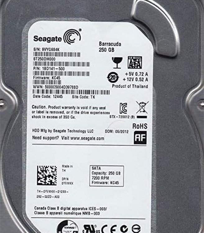 Seagate HDD 3.5" | 250GB SATA III | 7200RPM | PULLED
