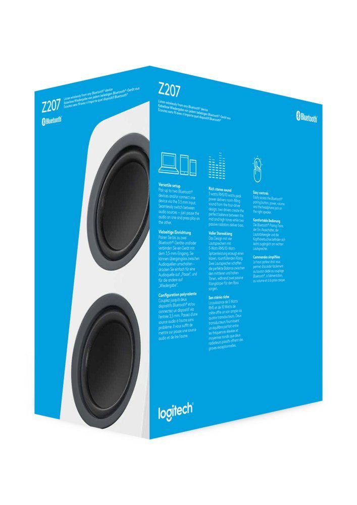 Logitech Z207 | 2.0 Luidsprekerset | Bluetooth en 3,5mm | Zwart/Wit - Afbeelding 9
