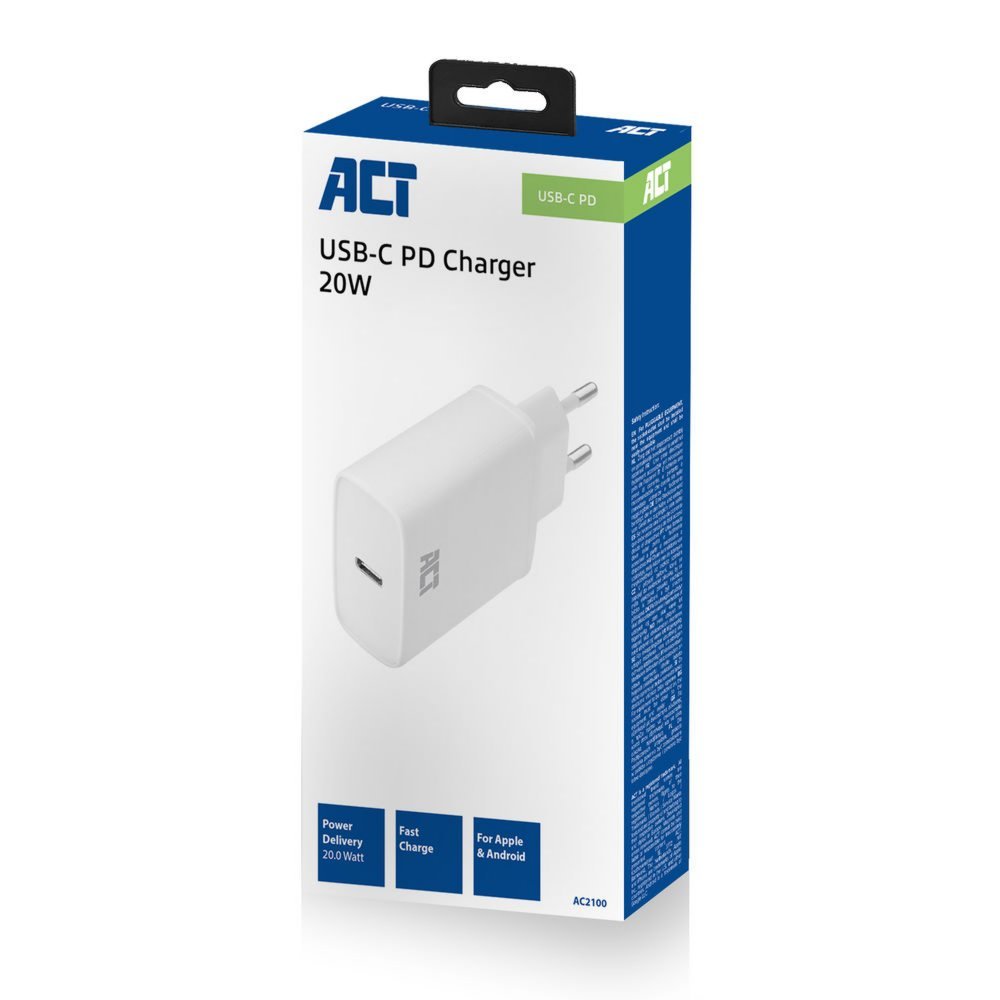 ACT AC2100 | USB-C Universele Oplader voor Mobiele Apparaten 20W | Wit - Afbeelding 6