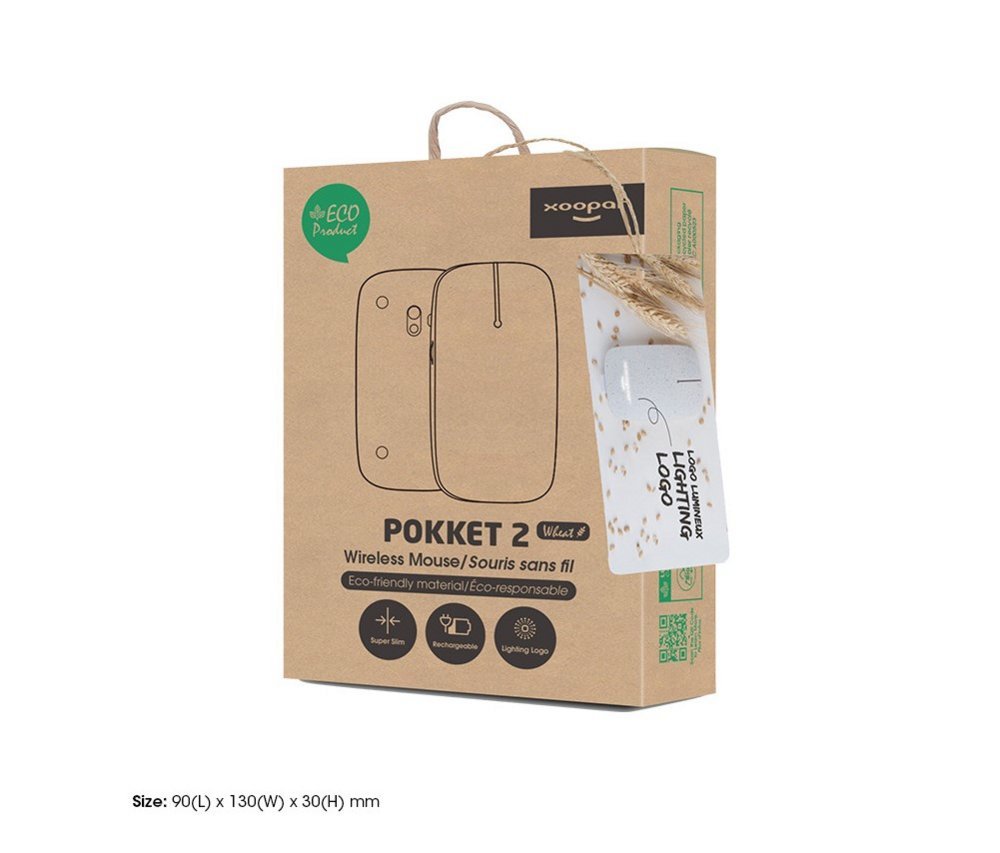 Xoopar Pokket 2 Eco | Ambidextrous Draadloze Muis | RF-Draadloos + USB-A | Wheat - Afbeelding 4