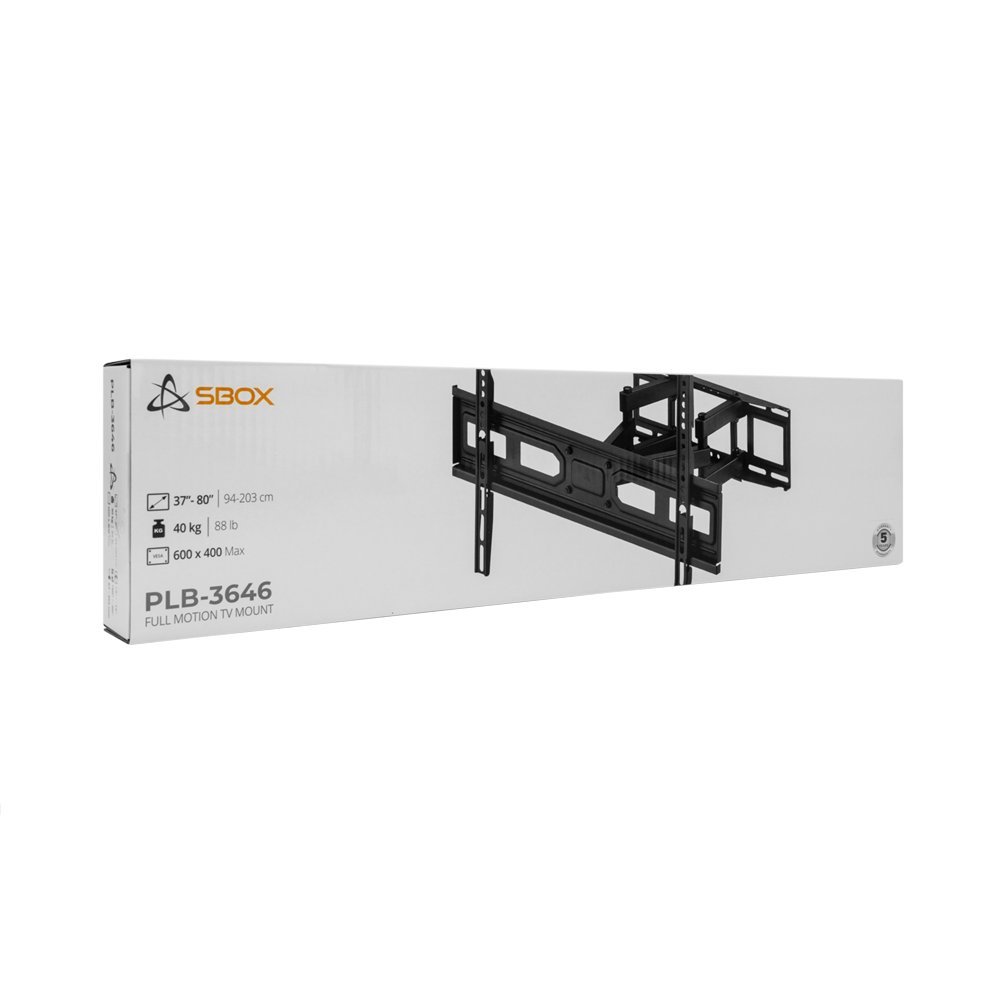 SBOX PLB-3646-2 | Draaibare TV-beugel | 37-90" | Max 40kg | VESA 600x400 - Afbeelding 9