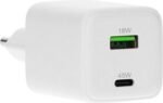 Mobiparts GaN Wall Charger | USB-C & USB-A 3.0 QC 45W | Wit