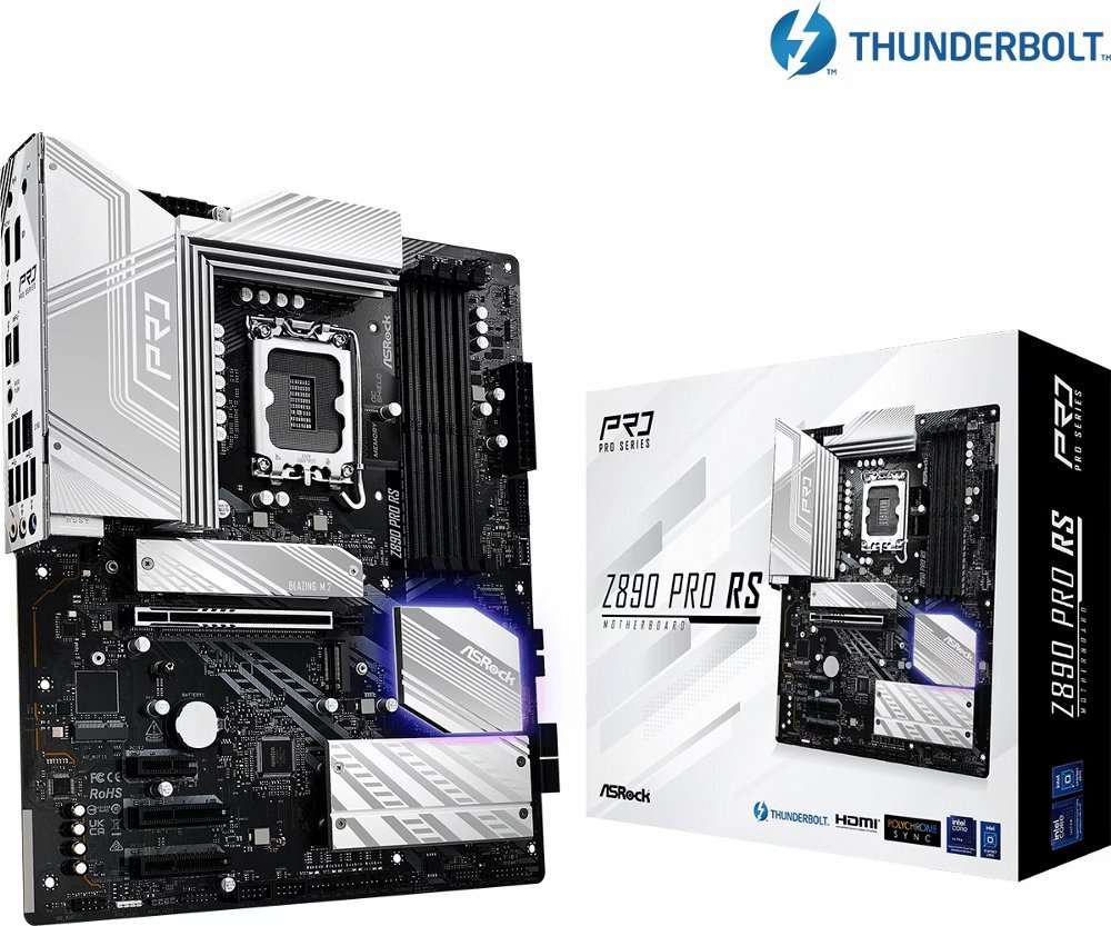 Asrock Z890 Pro RS | Socket LGA 1851 | Intel Z890 | 4xDDR5 | ATX | Moederbord