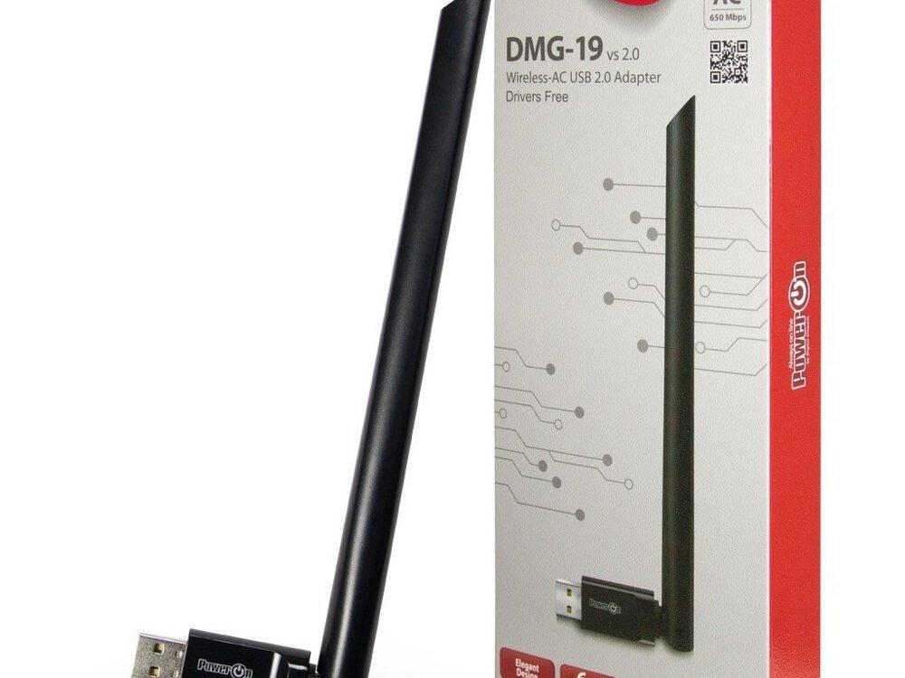 Inter-Tech DMG-19 v2.0 | Wi-Fi 5 USB Adapter | 650 Mbit/s | Dual-band (2,4 GHz / 5 GHz) | USB 2.0 | Zwart