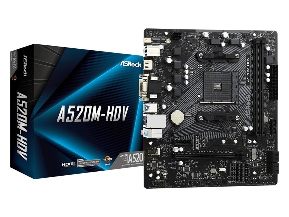 Asrock A520M-HDV | Socket AM4 | AMD A520 | 2xDDR4 | Micro-ATX | Moederbord