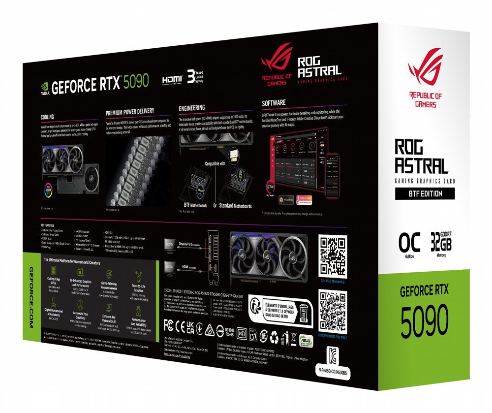 ASUS ROG Astral GeForce RTX 5090 O32G BTF Gaming | 32 GB GDDR7 VRAM | 4K Gaming & AI | Videokaart | GPU | Nvidia - Afbeelding 4