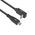 ACT AC7471 | USB 3.2 Gen 2 Kabel | USB-C (recht) naar USB-C (haaks boven/beneden) | 60W | 10Gbps | 1m | Zwart